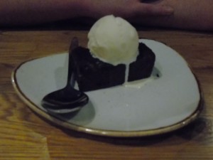 Chocolate brownie with ice-cream at 29 Park Place