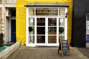 the early bird cardiff yellow wall