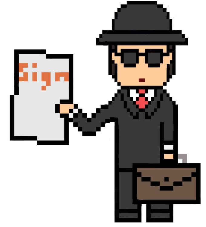 smuggler agent sign pixel art casting agent extra cinema