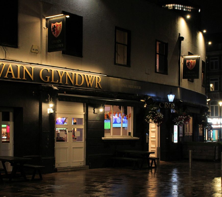 Exterior of the Owain Glyndwr Pub in Cardiff, Wales
