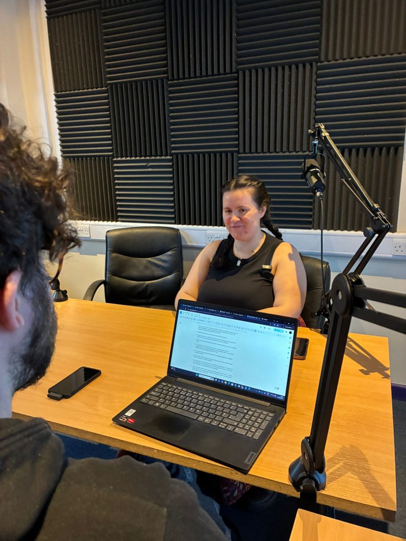 Maria Pollard is interviewed by two members of GR.