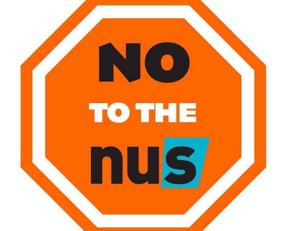 The logo of the NO campaign against the NUS.