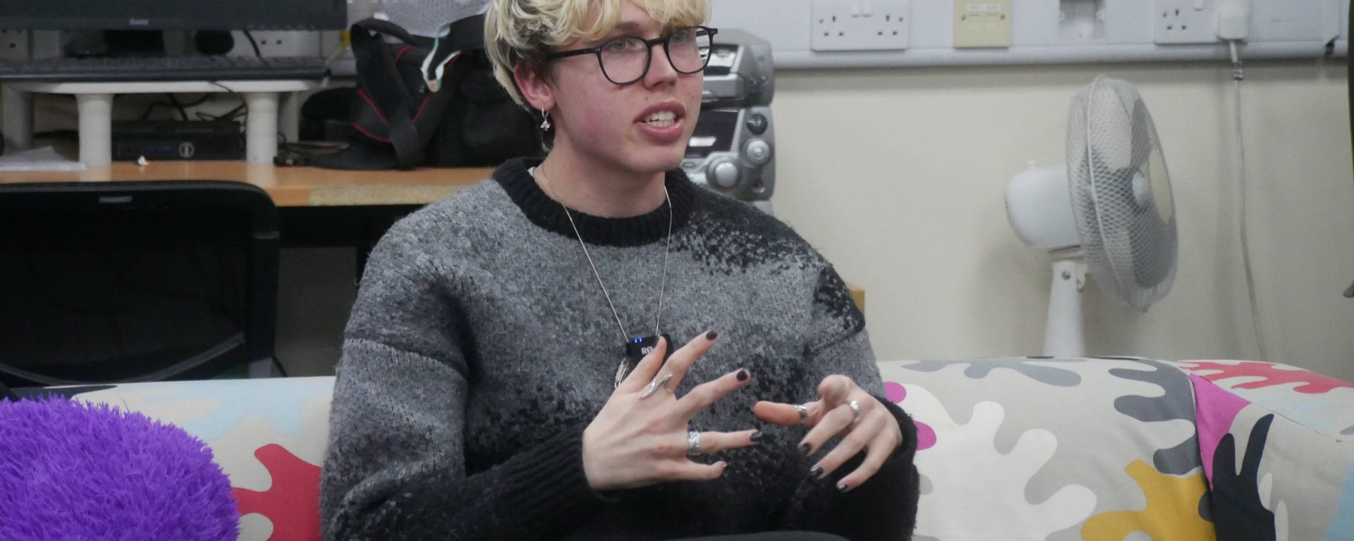 Joshua Tandy is interviewed by a member of Gair Rhydd.