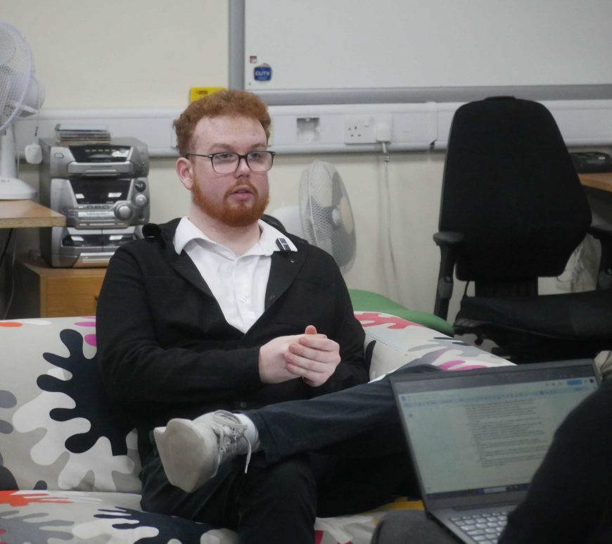 Alex Portman Ross is interviewed by a Gair Rhydd editor.