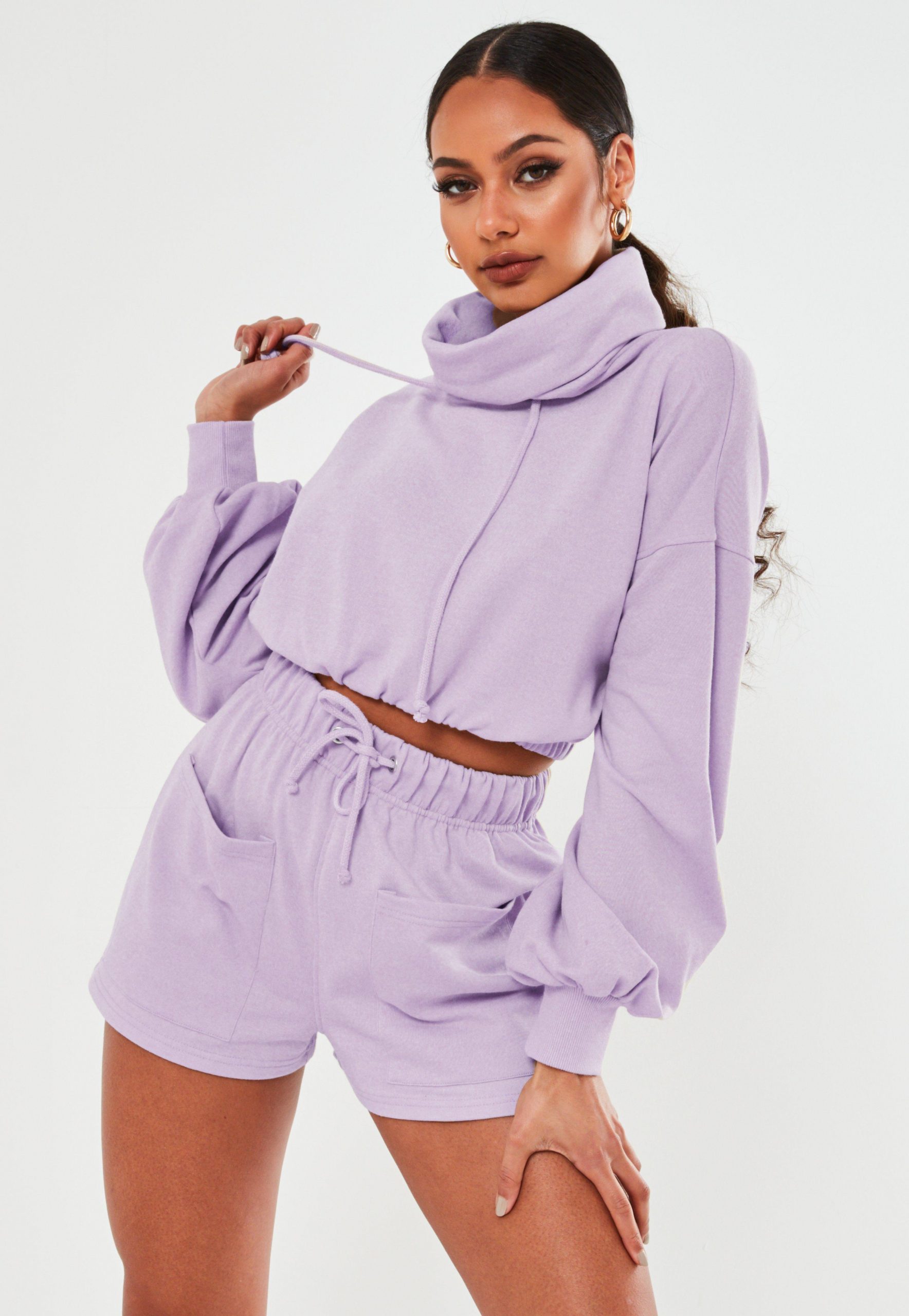 lilac-cowl-neck-cropped-sweatshirt - Quench