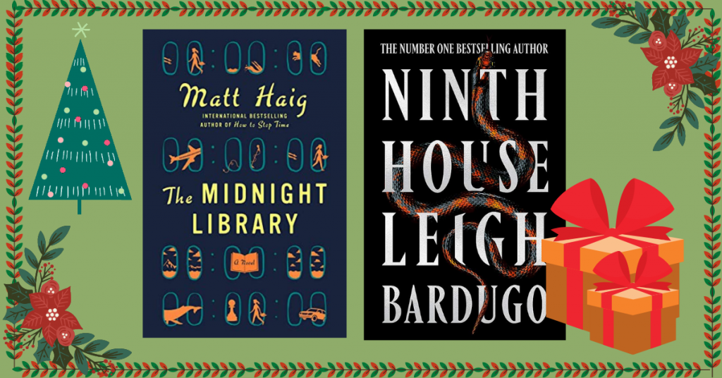 Collage of books The Ninth House by Leigh Bardugo and The Midnight Library by Matt Haig.