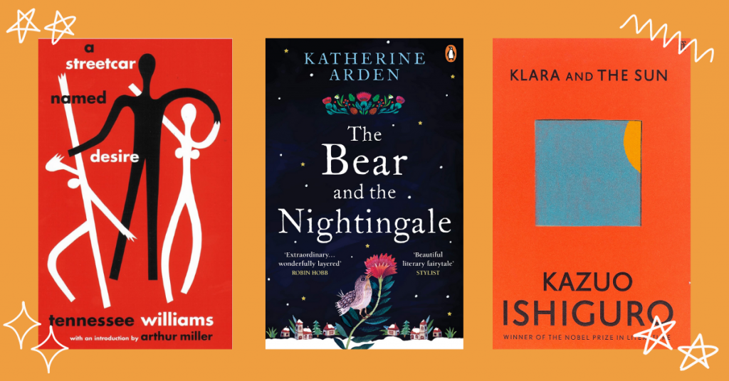 A banner showing the three recommended books.