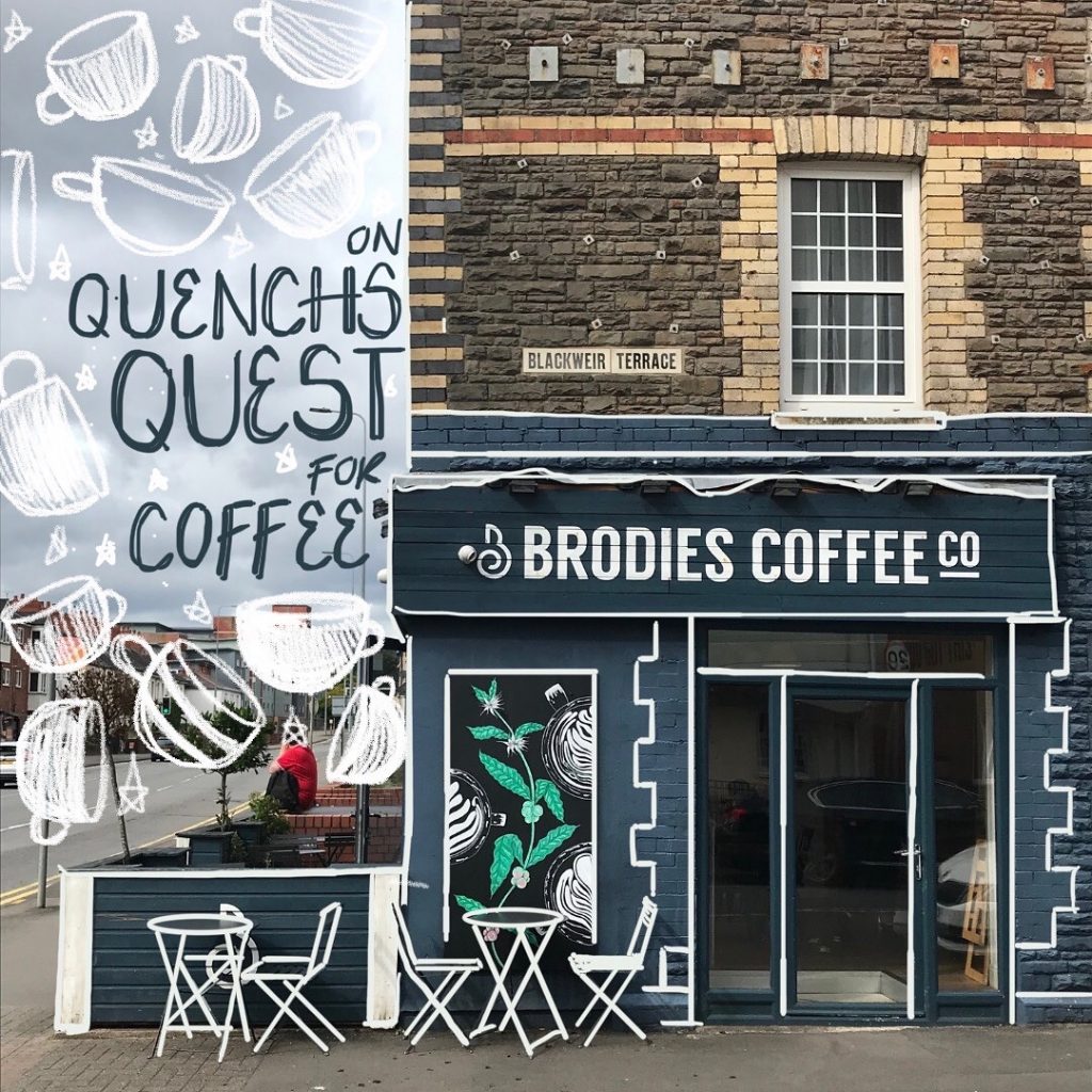 Brodies coffee shop Bricks and Mortar with illustrations onto