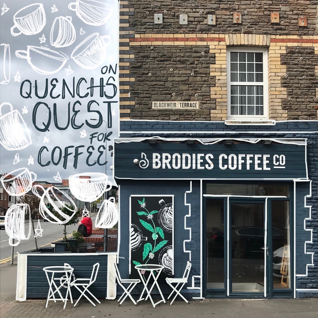 Brodies coffee shop Bricks and Mortar with illustrations onto