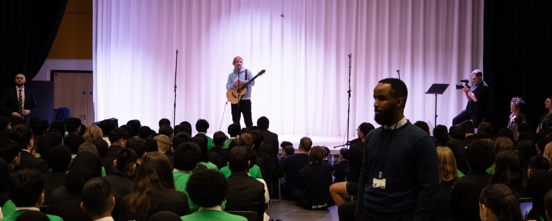 Ed Sheeran Performs at Fitzalan High School