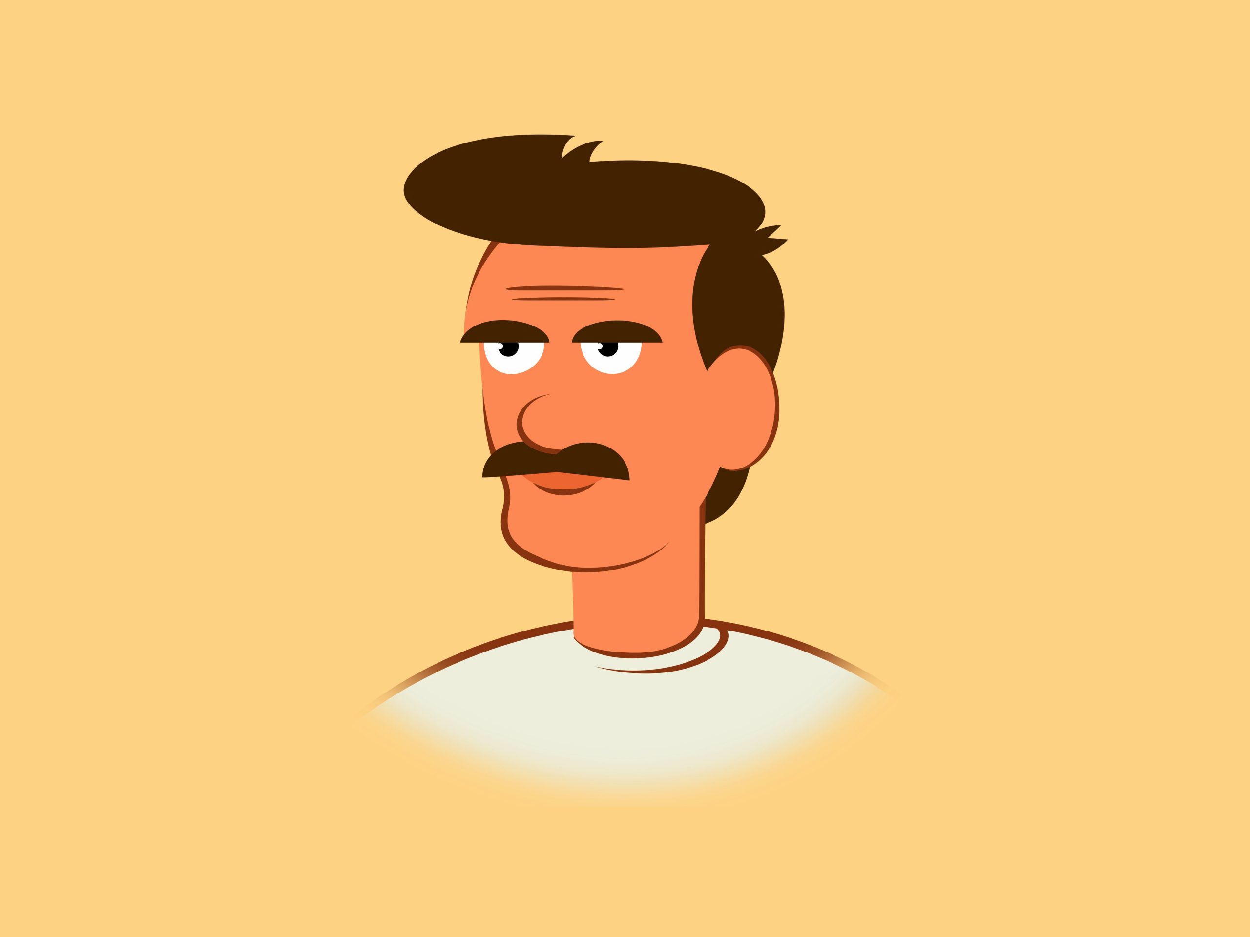 A cartoon drawing of a man with a moustache