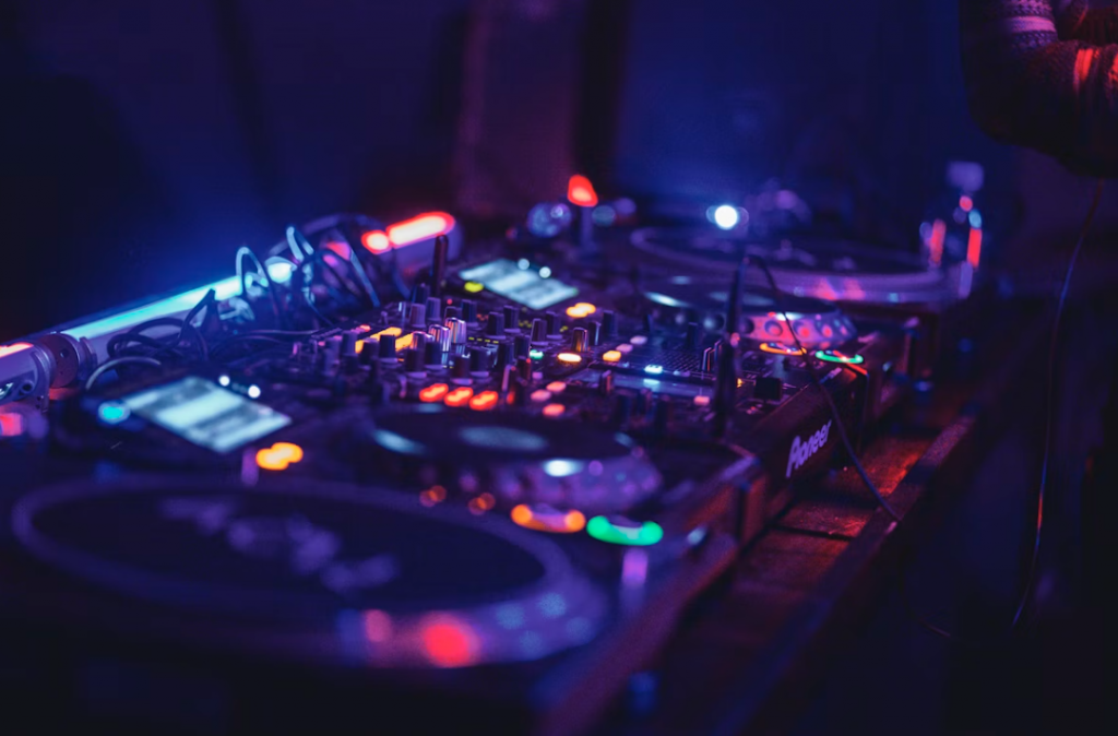 lit up DJ decks