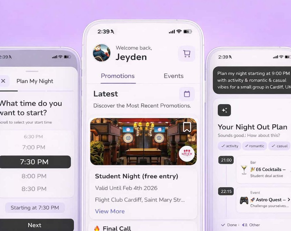 Student app for university students with discounts, recommendations of places and more.
